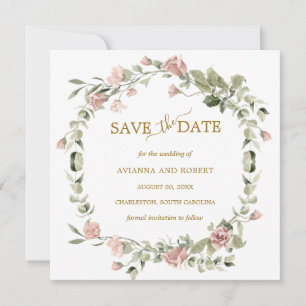 Reserve A Data Dusty Rosa Floral Eucalyptus Weding A Data