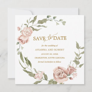 Reserve A Data Dusty Rosa Floral Eucalyptus Weding A Data