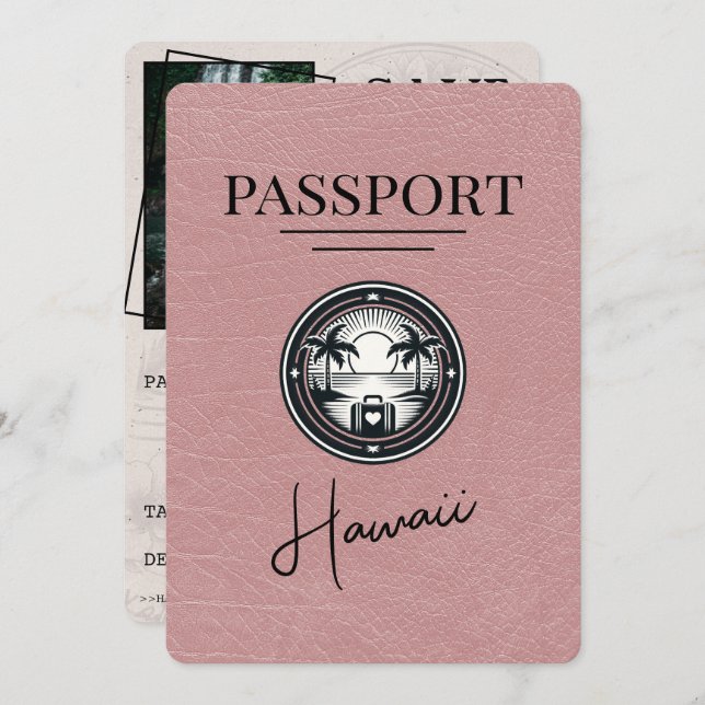 Reserve A Data Dusty Rosa Hawaii Passaporte Salvar Data (Frente/Verso)