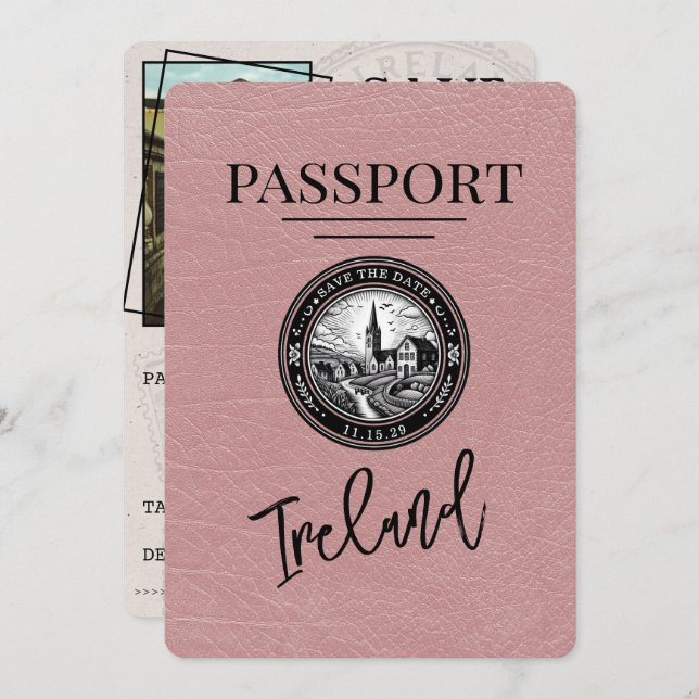 Reserve A Data Dusty Rosa Ireland Passaporte Salvar Data (Frente/Verso)