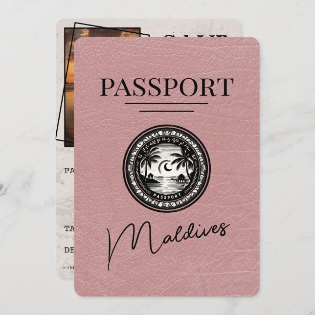 Reserve A Data Dusty Rosa Maldives Passaporte Salvar Data (Frente/Verso)
