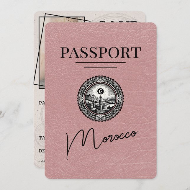 Reserve A Data Dusty Rosa Marrocos Passaporte Salvar Data (Frente/Verso)