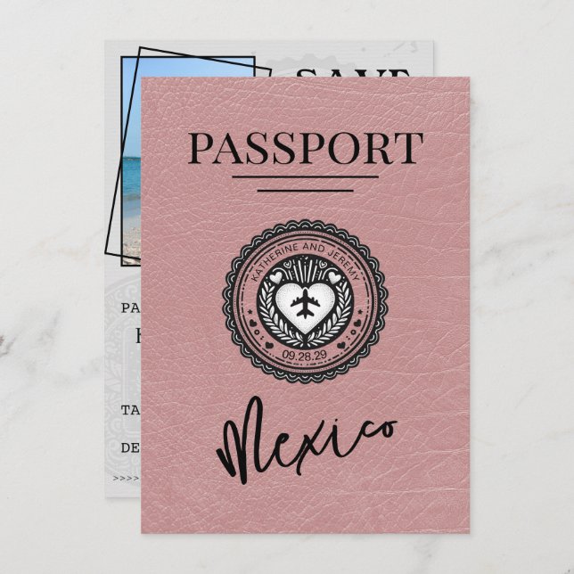 Reserve A Data Dusty Rosa Mexico Passport Salvar a Data (Frente/Verso)
