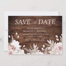 Reserve A Data Dusty Rosa & Rustic Boho Floral Blush Weding