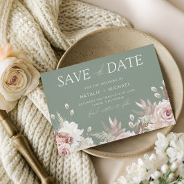 Reserve A Data Dusty Rose, Blush & Sage Boho Floral Wedding