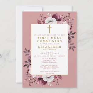 Reserve A Data Dusty Rose Boho Floral Primeira Comunhão 