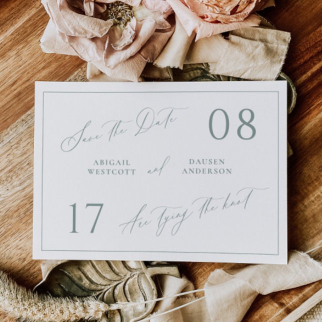 Reserve A Data Dusty Sage Save the Date Wedding Announcement (Criador carregado)