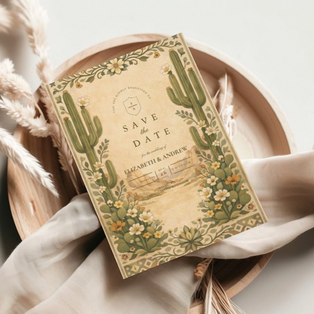 Reserve A Data Earthy Botanical Desert Wedding (Criador carregado)