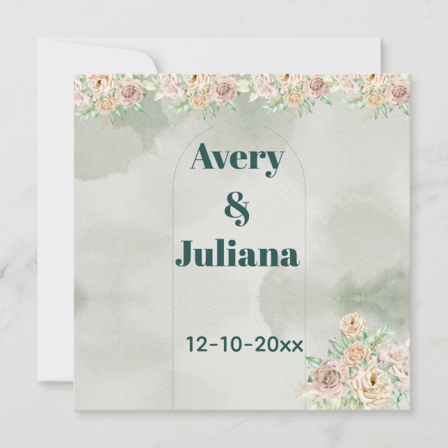 Reserve A Data Earthy Shades Flowers Boho Elegant Sage Green (Frente)