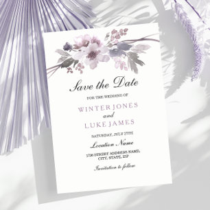 Reserve A Data Economias que florais do inverno roxo elegante a