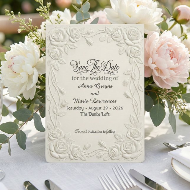 Reserve A Data Efeito de Relevo em Creme Floral 3D Falso (Criador carregado)