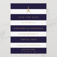 Eiffel Tower gold com listras Salve a placa de dat