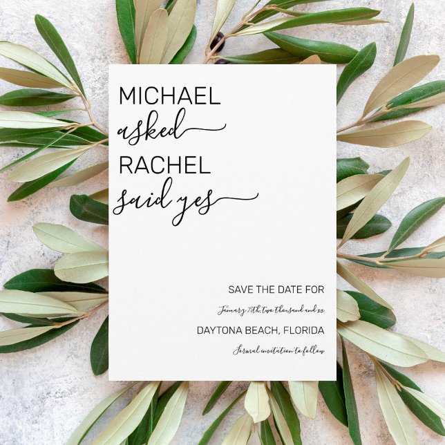 Reserve A Data Ele Perguntou Que Ela Disse Sim Casamento Branco B (Criador carregado)