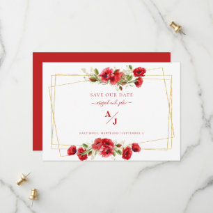Reserve A Data Elegância em Vermelho Save the Date de Casamento