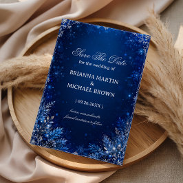 Reserve A Data Elegância Floral de Inverno Azul Meia-Noite