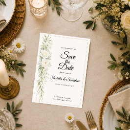 Reserve A Data Elegância Floral de Marfim Atemporal de Casamento