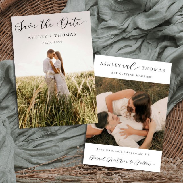 Reserve A Data Elegância Moderna Foto Casamento (Criador carregado)