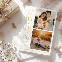 Reserve A Data Elegância Moderna Foto de Casamento Dourada