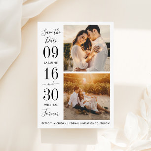 Reserve A Data Elegância Moderna Foto de Casamento Preto