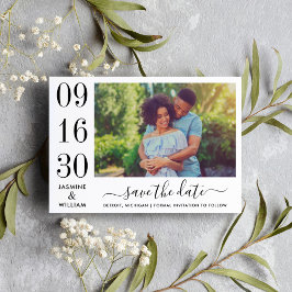 Reserve A Data Elegância Moderna Foto de Casamento Preto e Branco