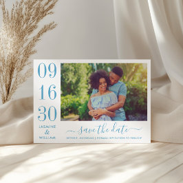 Reserve A Data Elegância Moderna Fotografia de Casamento Azul Emp