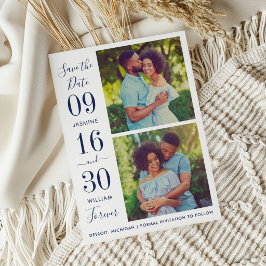 Reserve A Data Elegância Moderna Fotografia de Casamento Azul Nav