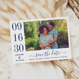 Reserve A Data Elegância Moderna Fotografia de Casamento Azul Nav