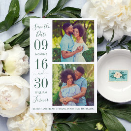 Reserve A Data Elegância Moderna Fotografia de Casamento Verde Es