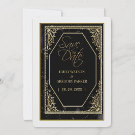 Reserve A Data Elegância preta e dourada pura, 