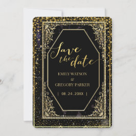 Reserve A Data Elegância preta e dourada pura, 