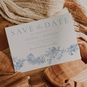 Reserve A Data Elegância Vintage: Casamento Floral Azul Clássico