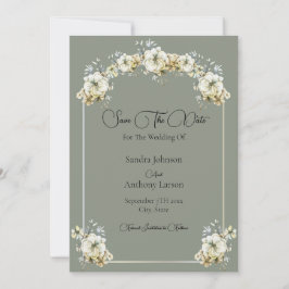 Reserve A Data Elegant Arched Floral Sage Green Save The Date