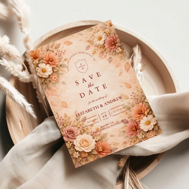 Reserve A Data Elegant Autumn Flower Wedding (Criador carregado)