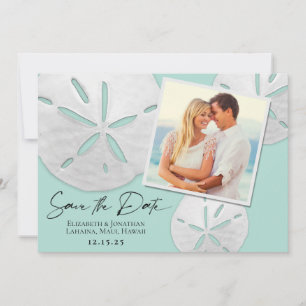 Reserve A Data Elegant Beach Seafoam White Sand Dollares Foto