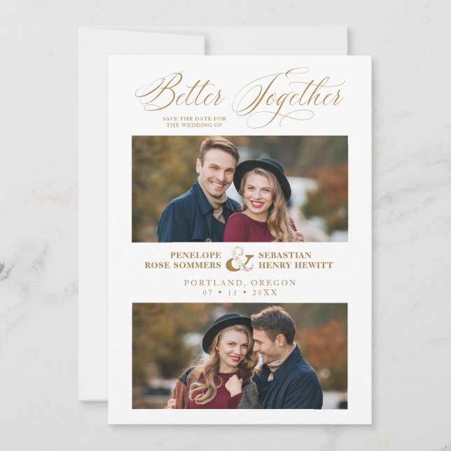 Reserve A Data Elegant Better Together Quote 2 Photos Wedding  (Frente)