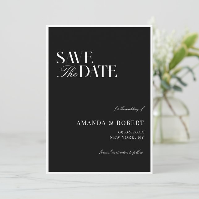 Reserve A Data Elegant Black and White Old Money Wedding (Em pé/Frente)