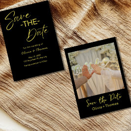 Reserve A Data Elegant Black & Gold Script Save the Date Card