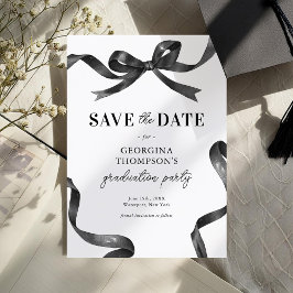 Reserve A Data Elegant Black Watercolor Bow Graduation