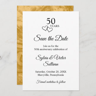 Reserve A Data Elegant Black & White 50th Wedding Anniversary