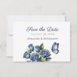 Reserve A Data Elegant Blue Roses Butterfly Silver Wedding