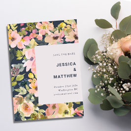 Reserve A Data Elegant Blush and Navy Watercolor Floral Wedding 