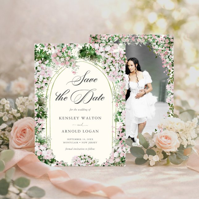 Reserve A Data Elegant Blush Garden Wedding Save The Date (Criador carregado)