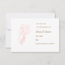 Reserve A Data ​Elegant Blush Pink Floral Line Art Save the Date 