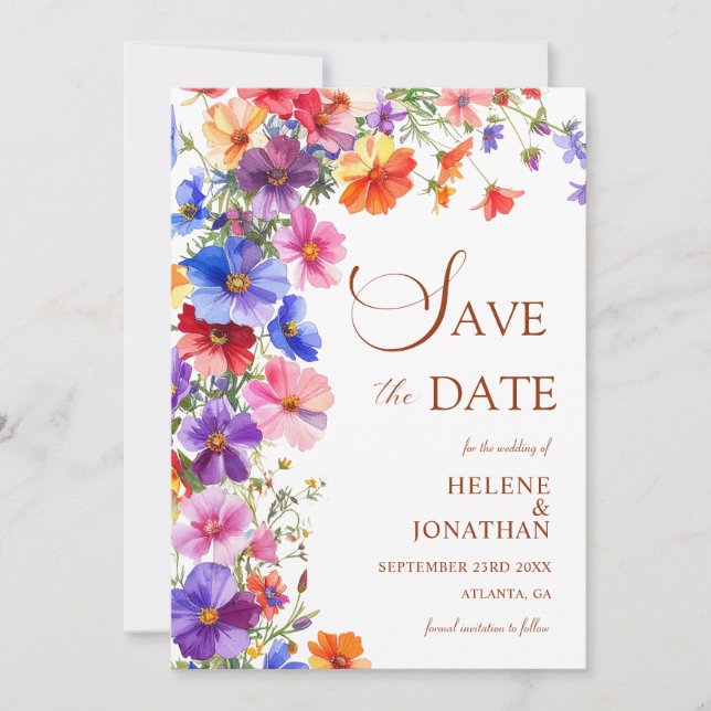 Reserve A Data Elegant Boho Chic Wildflower Garden Wedding (Frente)