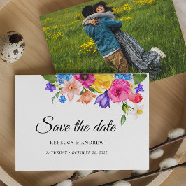 Reserve A Data Elegant Bold Colorful Watercolor Floral wedding