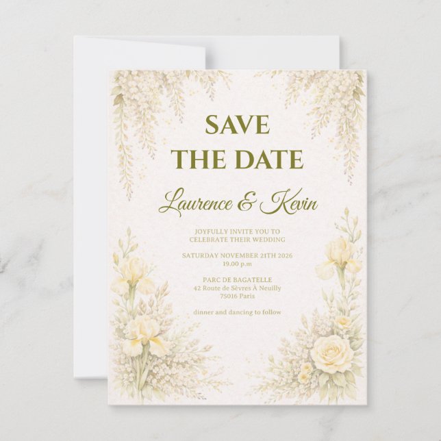 Reserve A Data Elegant Botanical Wedding Save the date (Frente)