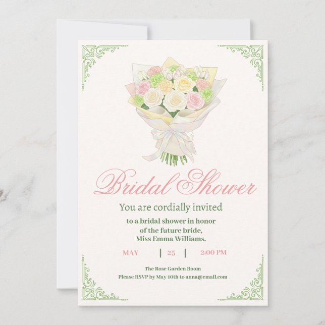 Reserve A Data Elegant Bridal Shower Invitation with Japanese  (Frente)
