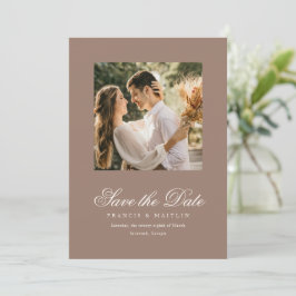 Reserve A Data Elegant Brown Romantic Photo Wedding