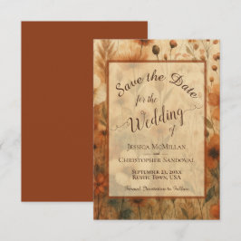 Reserve A Data Elegant Calligraphy Fall Boho Wildflowers Wedding