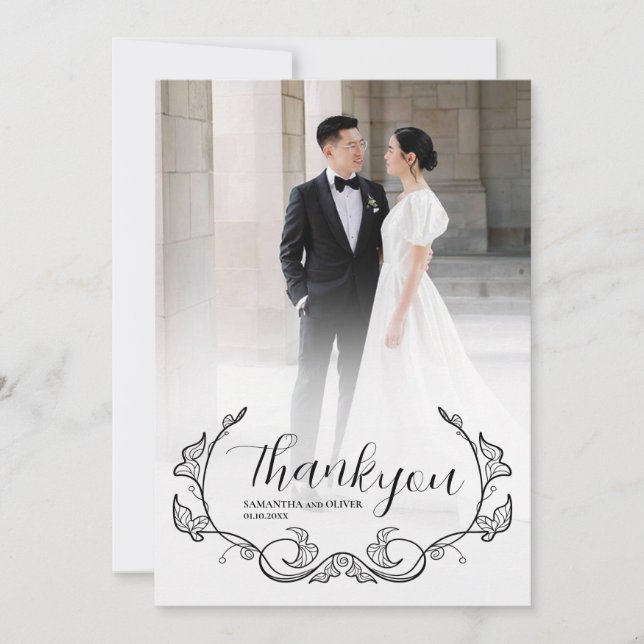 Reserve A Data Elegant Charming Simple Photo Thank You Card (Frente)